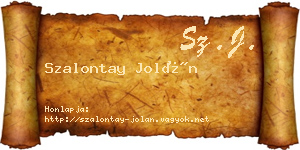 Szalontay Jolán névjegykártya
